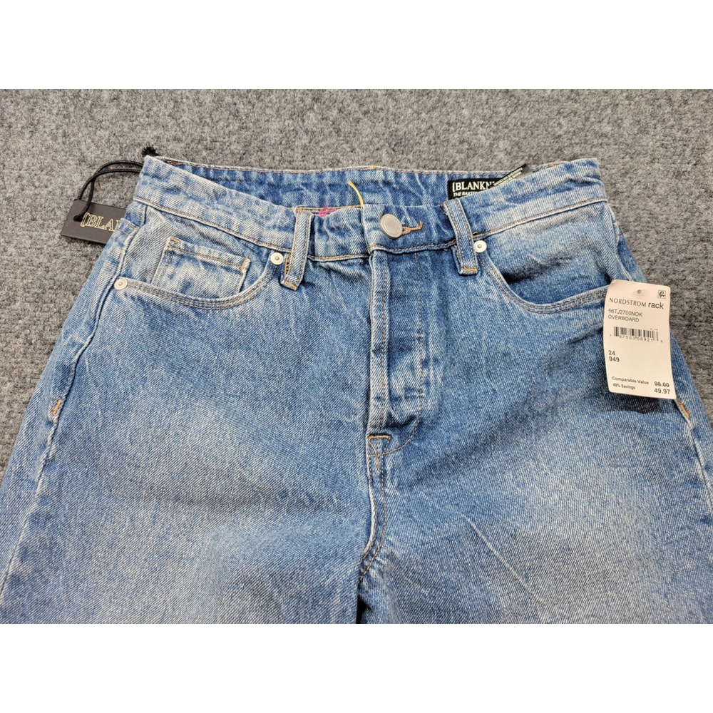 Blank NYC The Baxter Ribcage Straight Leg Jeans Embroidered Distressed Blue 24 - Picture 9 of 15